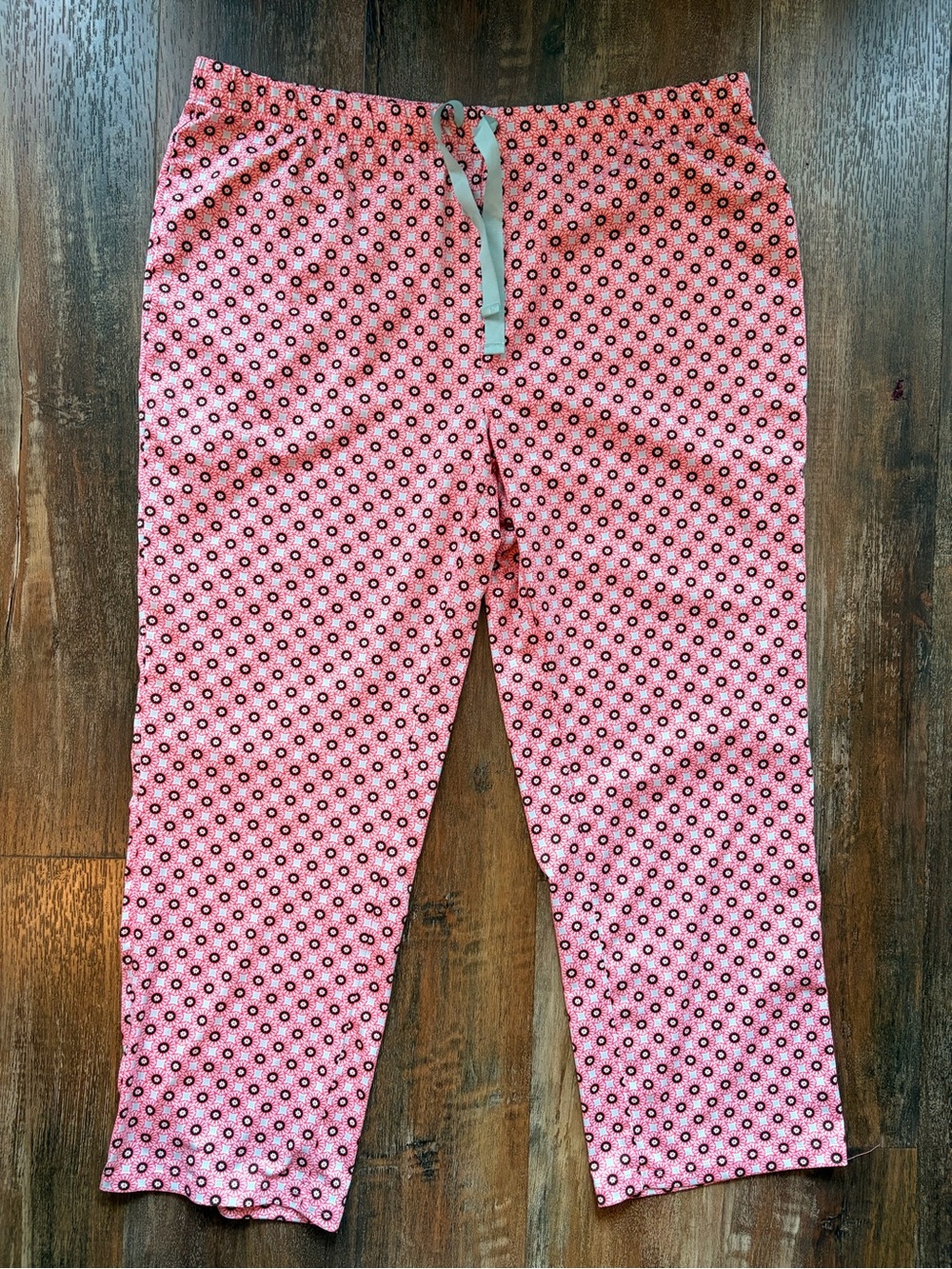 Lands' End Women's 2XL Pink Floral Knit Drawstring Stretch Pajama lounge Pants